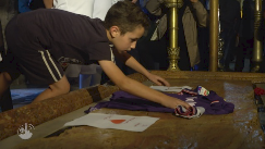 Soccer player Astori’s jersey at the Holy Sepulchre two months after his passing